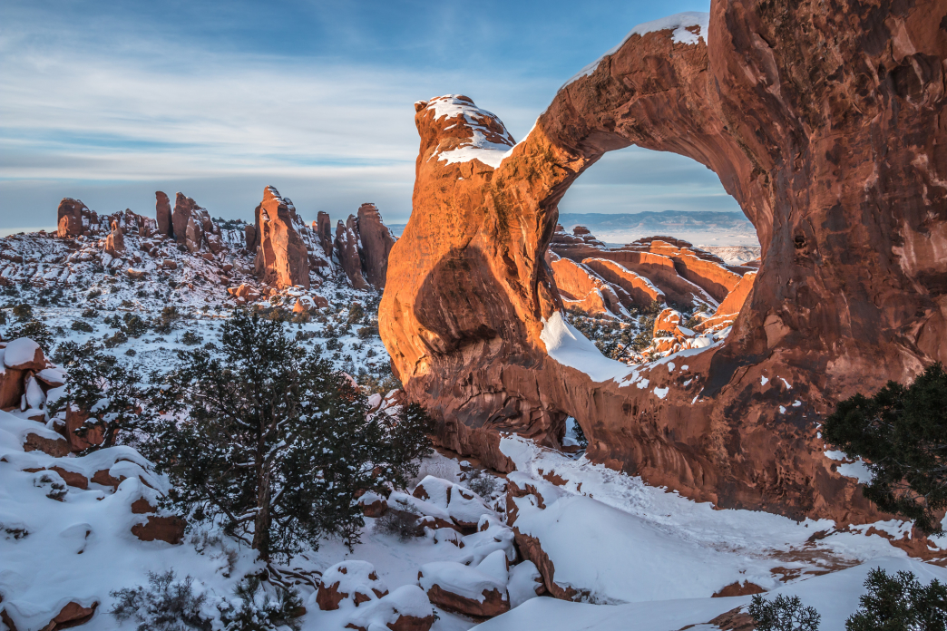 Arches National Park is even more stunning under a blanket of snow.