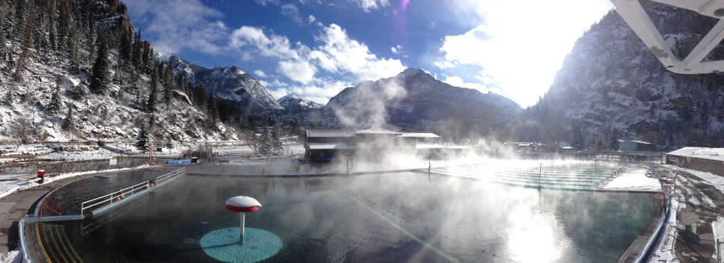 The Ouray Hot Springs on a winter morning.